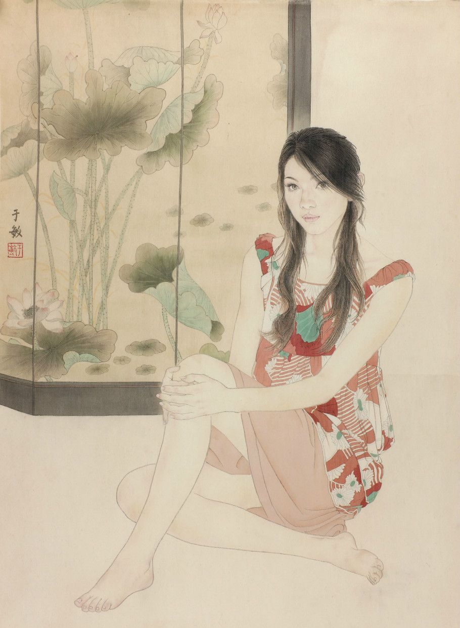 格调清雅,意蕴高洁,富有浓郁的时尚气息.于敏工笔人物画