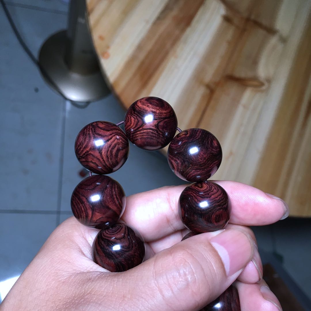海南黄花梨紫油梨老料x纹对眼手串欣赏