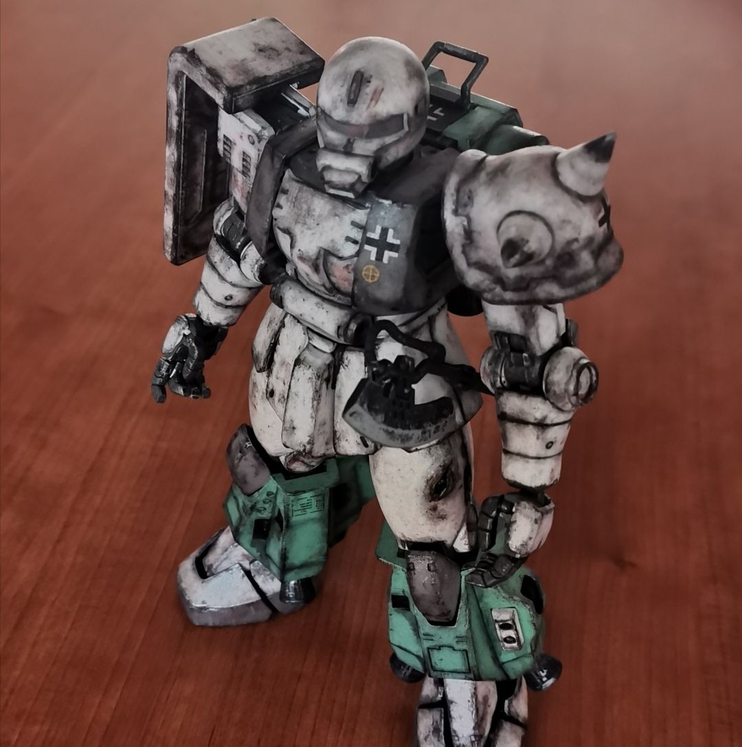 手办模型旧化涂装 战场归来的扎古