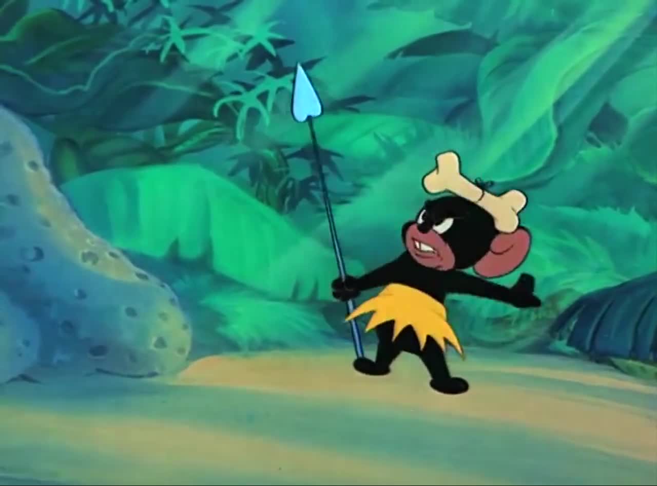 猫和老鼠:杰瑞变成原住民,拿着武器威胁汤姆,真是可怜