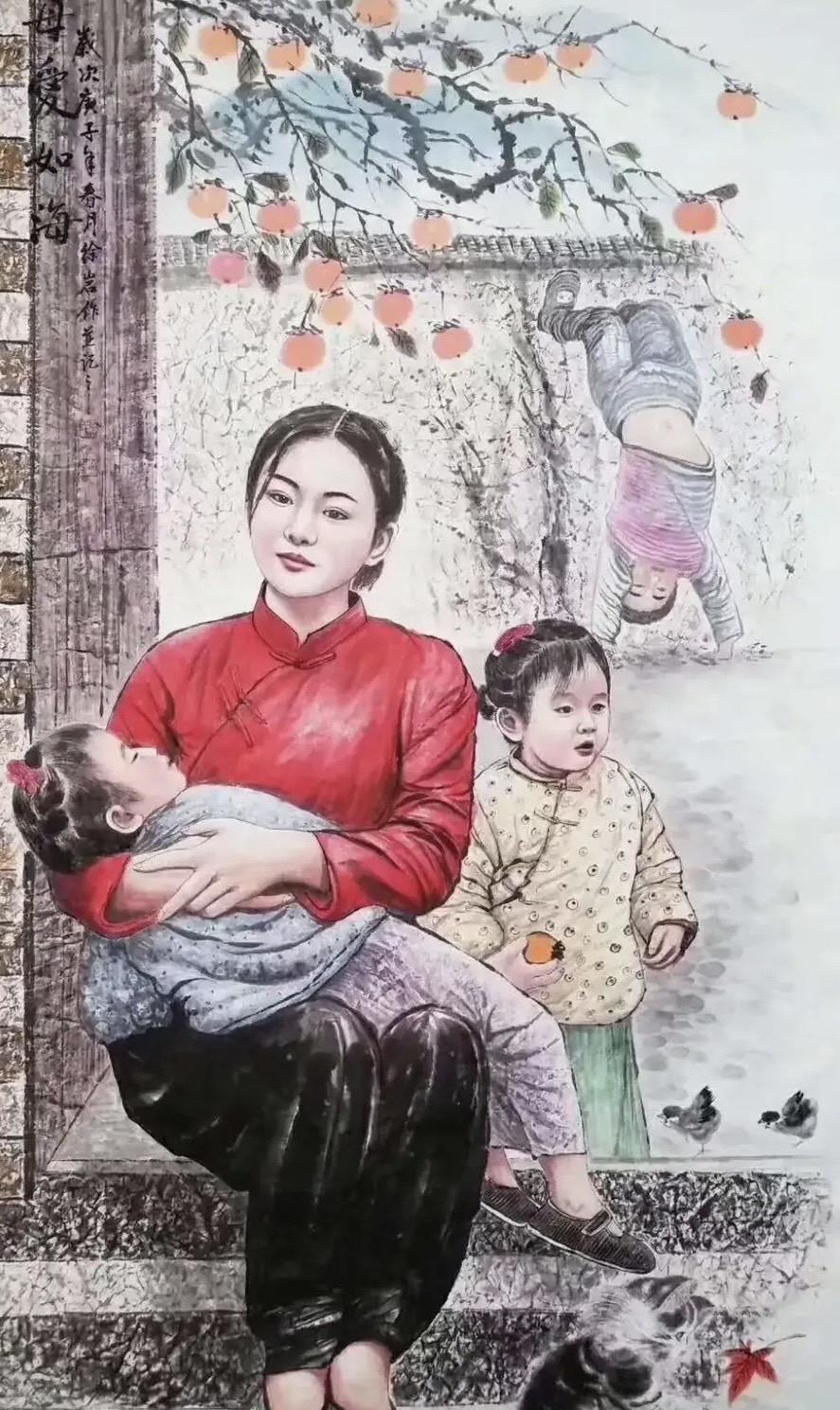 图片很美,母子之间的亲情爱意一目了然,情感的流露,不由让人不忍放弃.