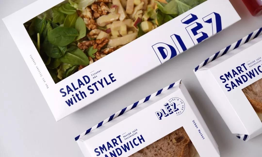 清新,简约的轻食茶饮品牌外卖包装,这样的包装很好看!