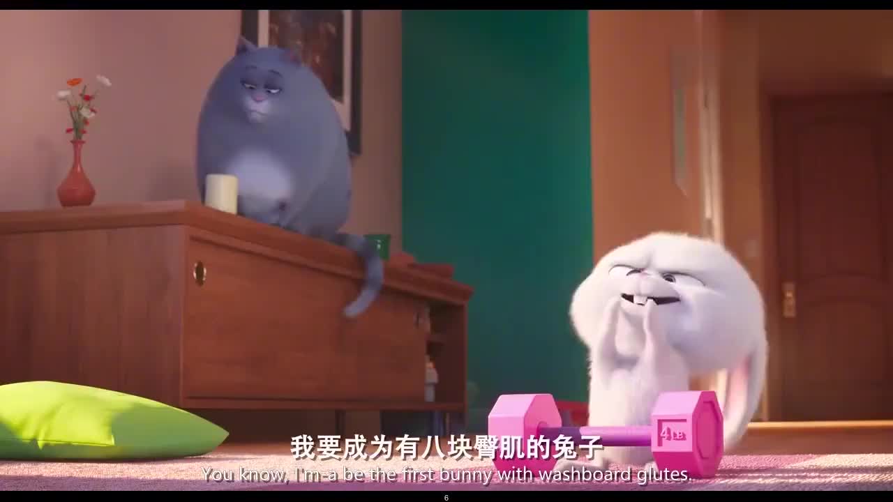 爱宠大机密:小白兔想练出八块臀肌,要举哑铃,猫一看:死心吧