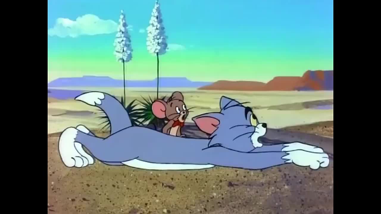 猫和老鼠汤姆猫追小老鼠居然跑到沙漠悲剧的遇上巨人