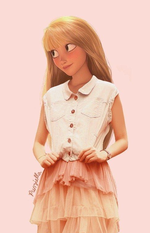 迪士尼卡通角色的现代造型,公主们都是小清新啊!