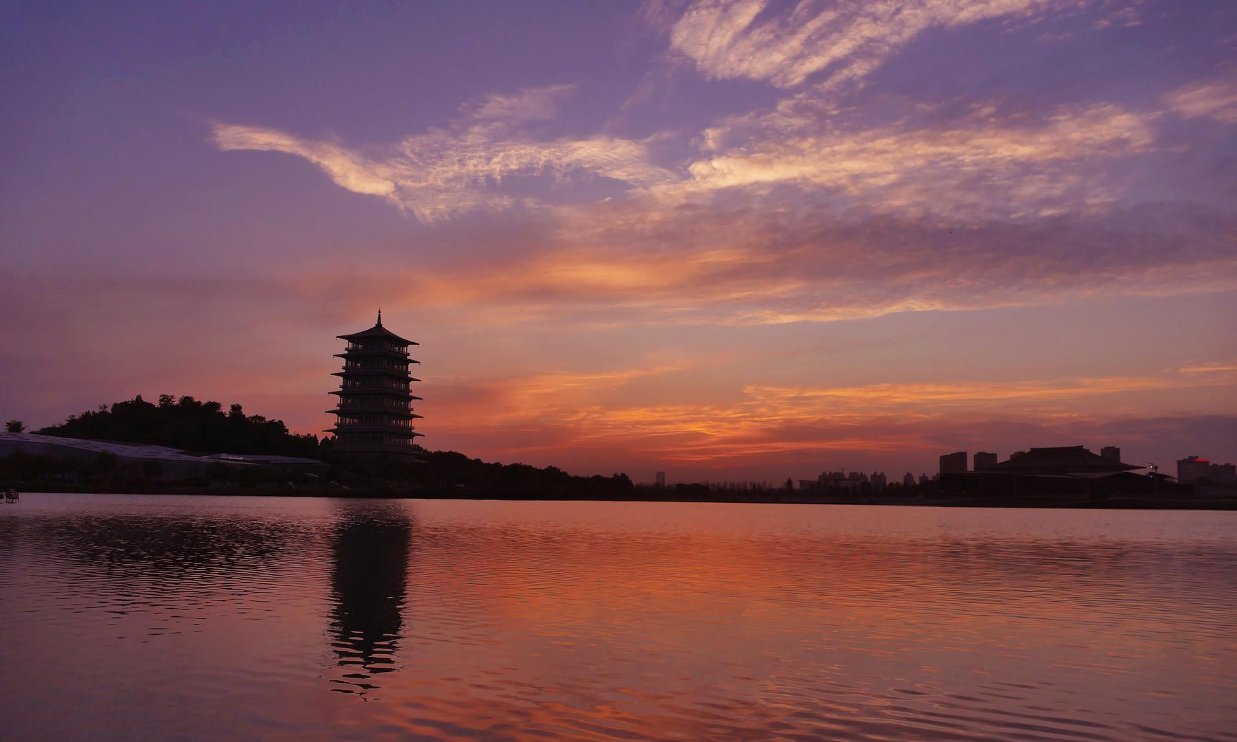 风光摄影:西安世园会拍晚霞