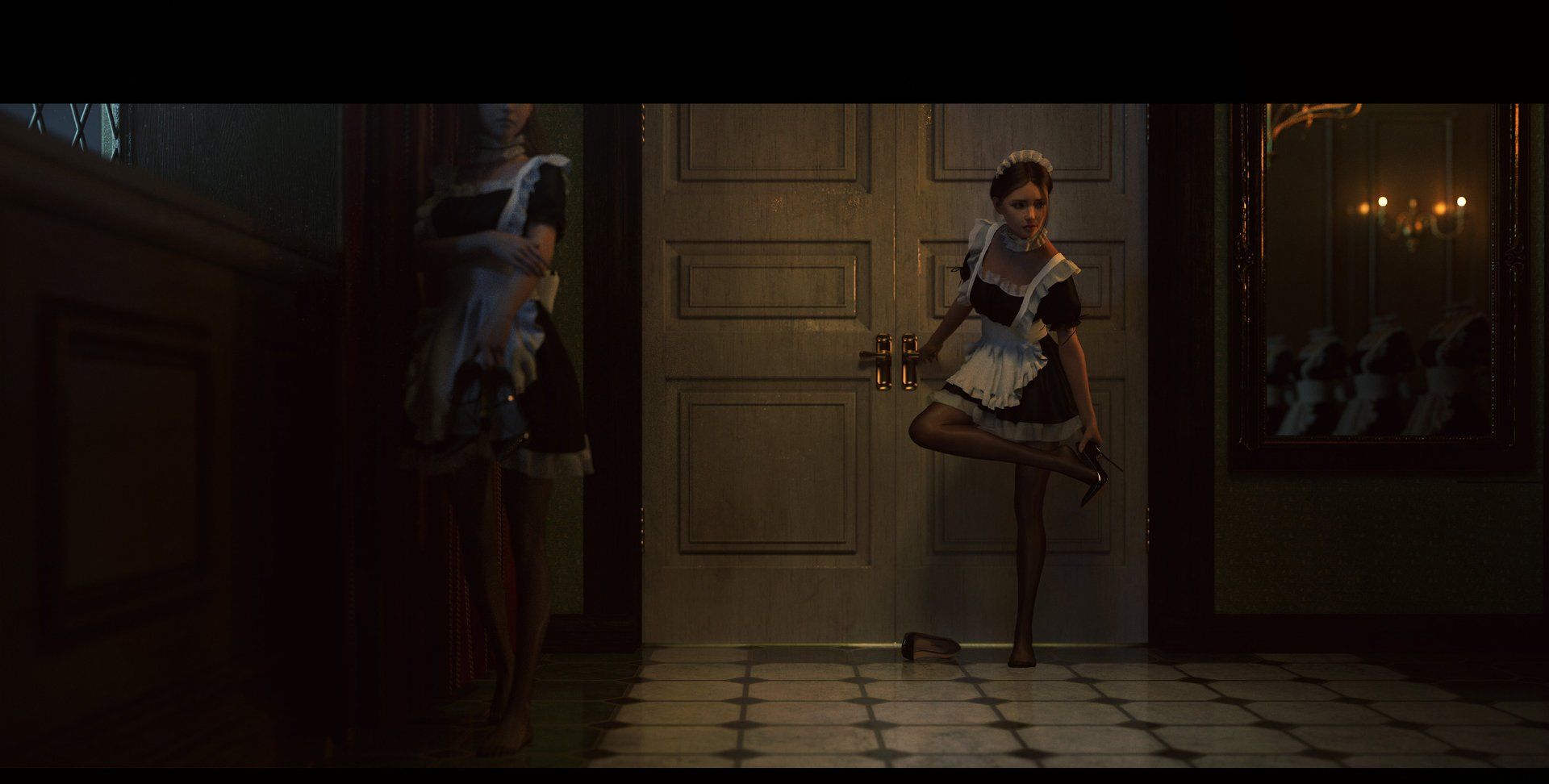 国人插画师loull_aroll的女仆小姐姐,拿去做壁纸