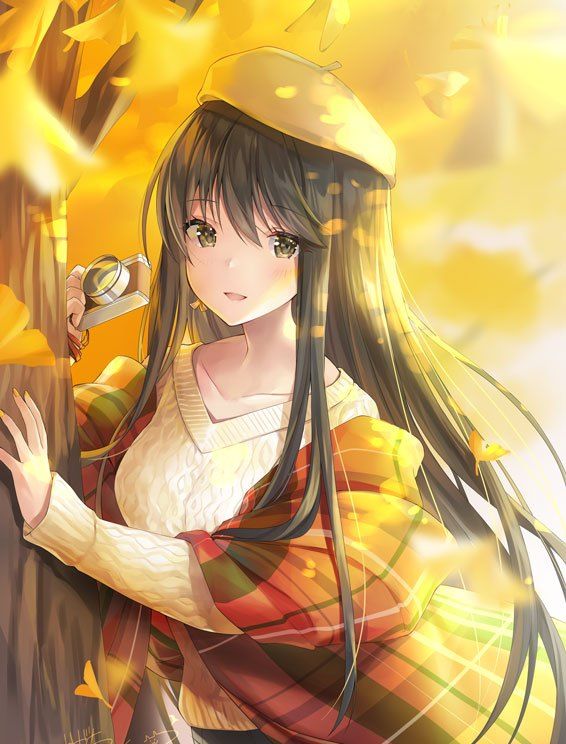 画风超可爱的日系动漫人物,温暖的"秋女孩"唯美