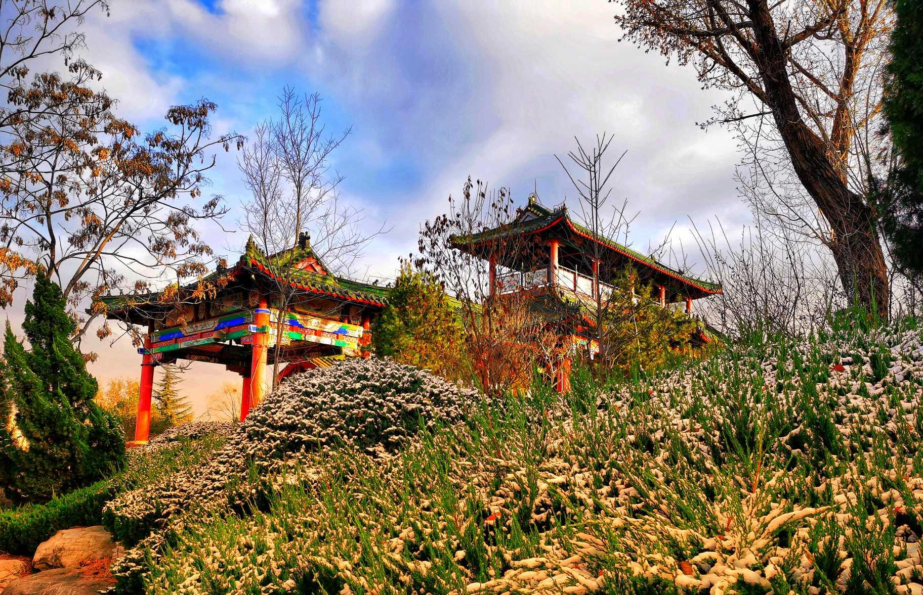 雪后济南鲍山,黄昏落日惊艳了初春!