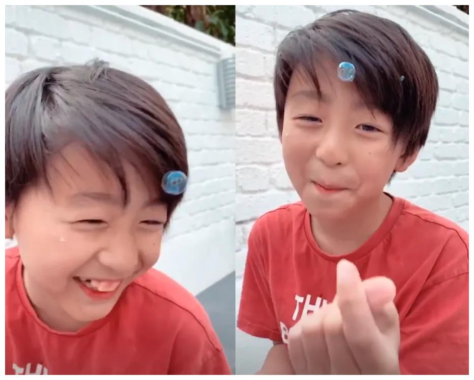 张柏芝晒二儿子近照,梳谢霆锋同款发型被赞帅气,妥妥的小帅哥
