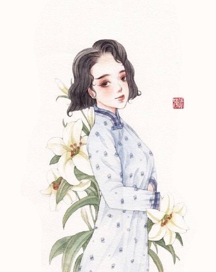 手绘民国风旗袍女子,展现女人不一样的妩媚