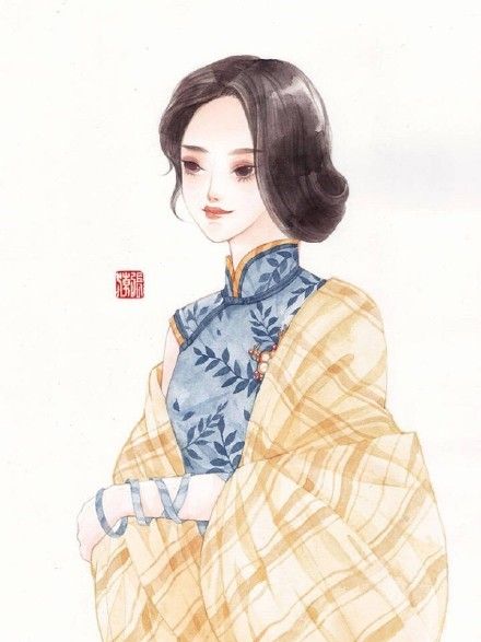 手绘民国风旗袍女子,展现女人不一样的妩媚