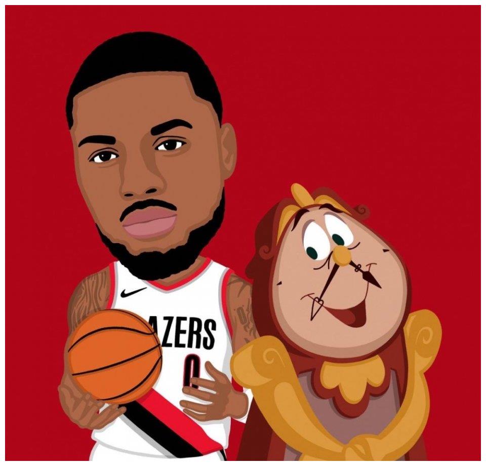 nba球星卡通形象照!詹姆斯大耳朵,莱昂纳德大手,利拉德戴表