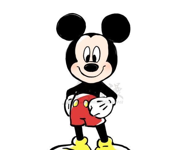 动漫角色绘画之米老鼠的画法  还记得那只穿着红色背带裤,住在米奇