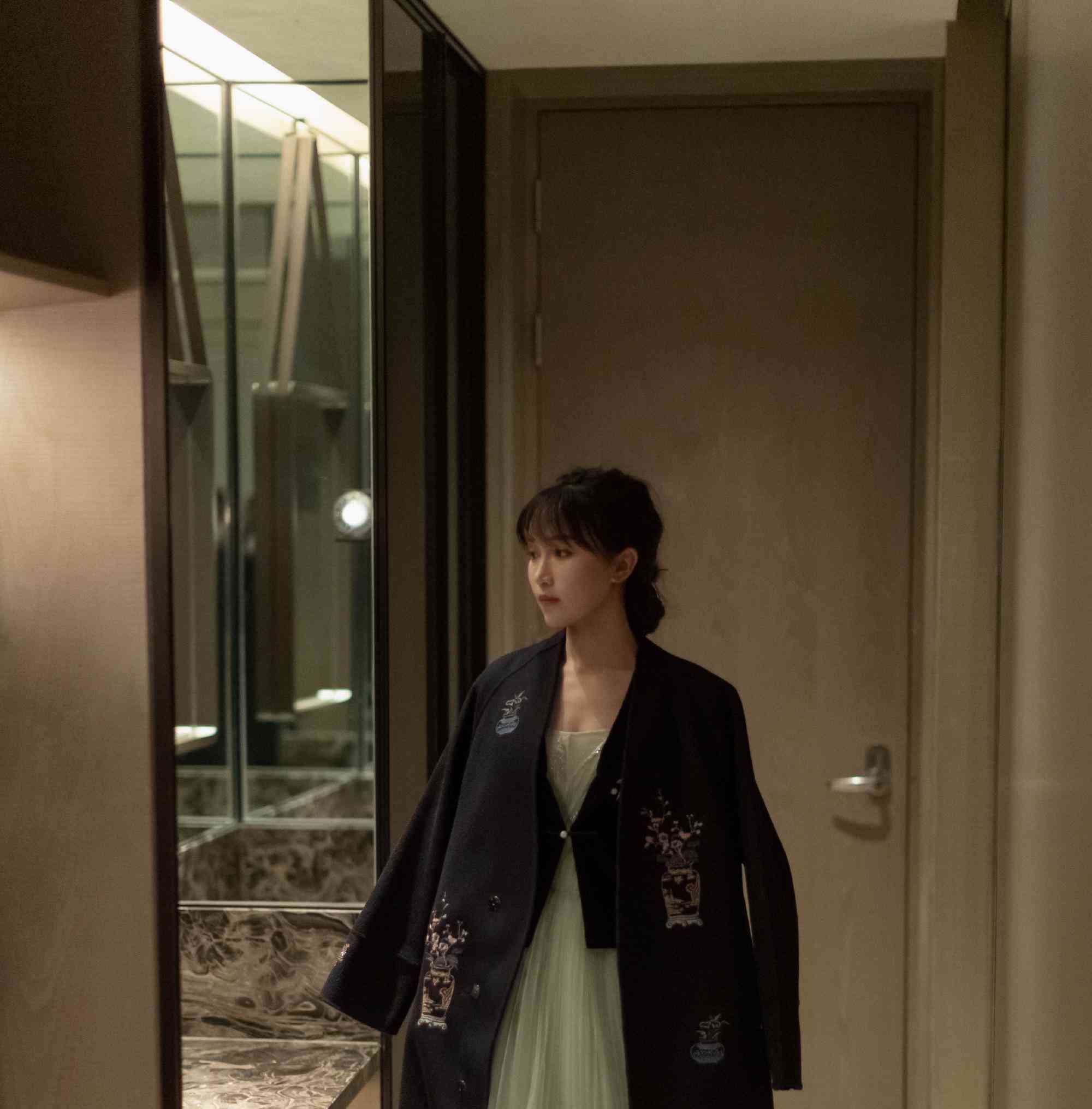 李子柒中国风造型绝美竹叶当发饰有创意仿佛走出来的画中人