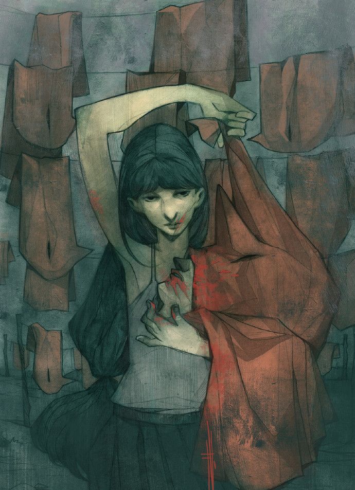 阴郁的画风,欧美插画,diana naneva作品