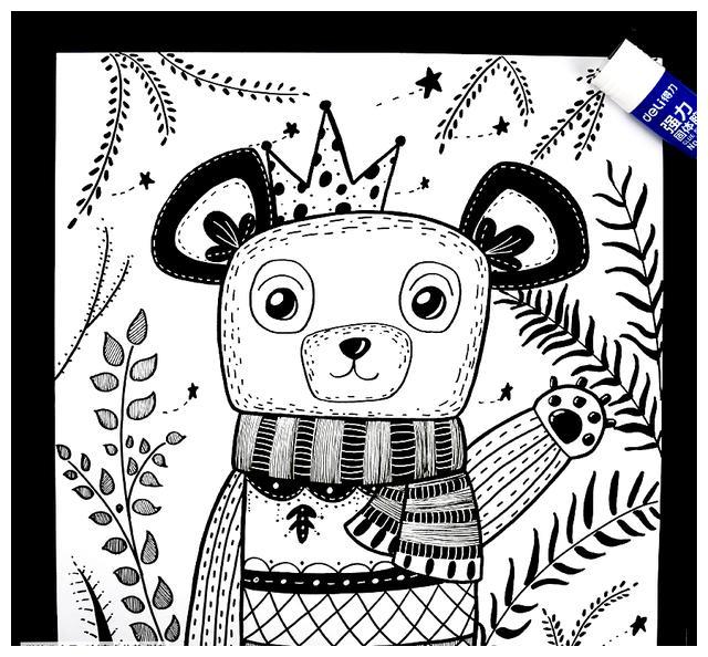 儿童画教程黑白趣味线描画好可爱的小熊宝宝呀