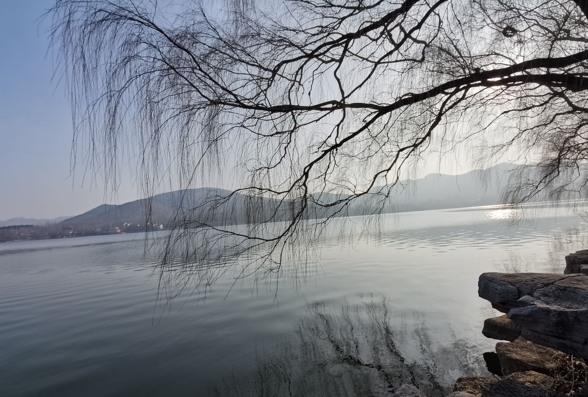 博山石马的五阳湖 垂柳依依 亭台楼阁 山水一色 堪比西湖