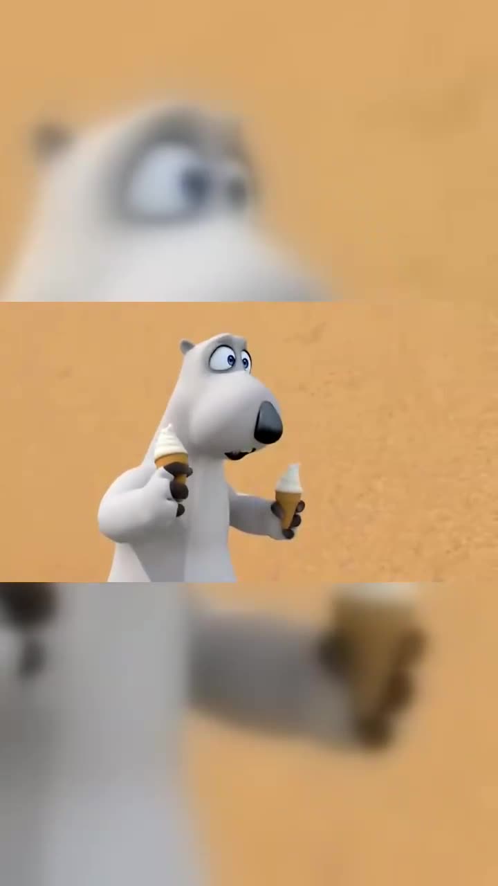 倒霉熊:倒霉熊把冰淇淋掉小企鹅头上,小企鹅秒变懒羊羊_手机新浪网