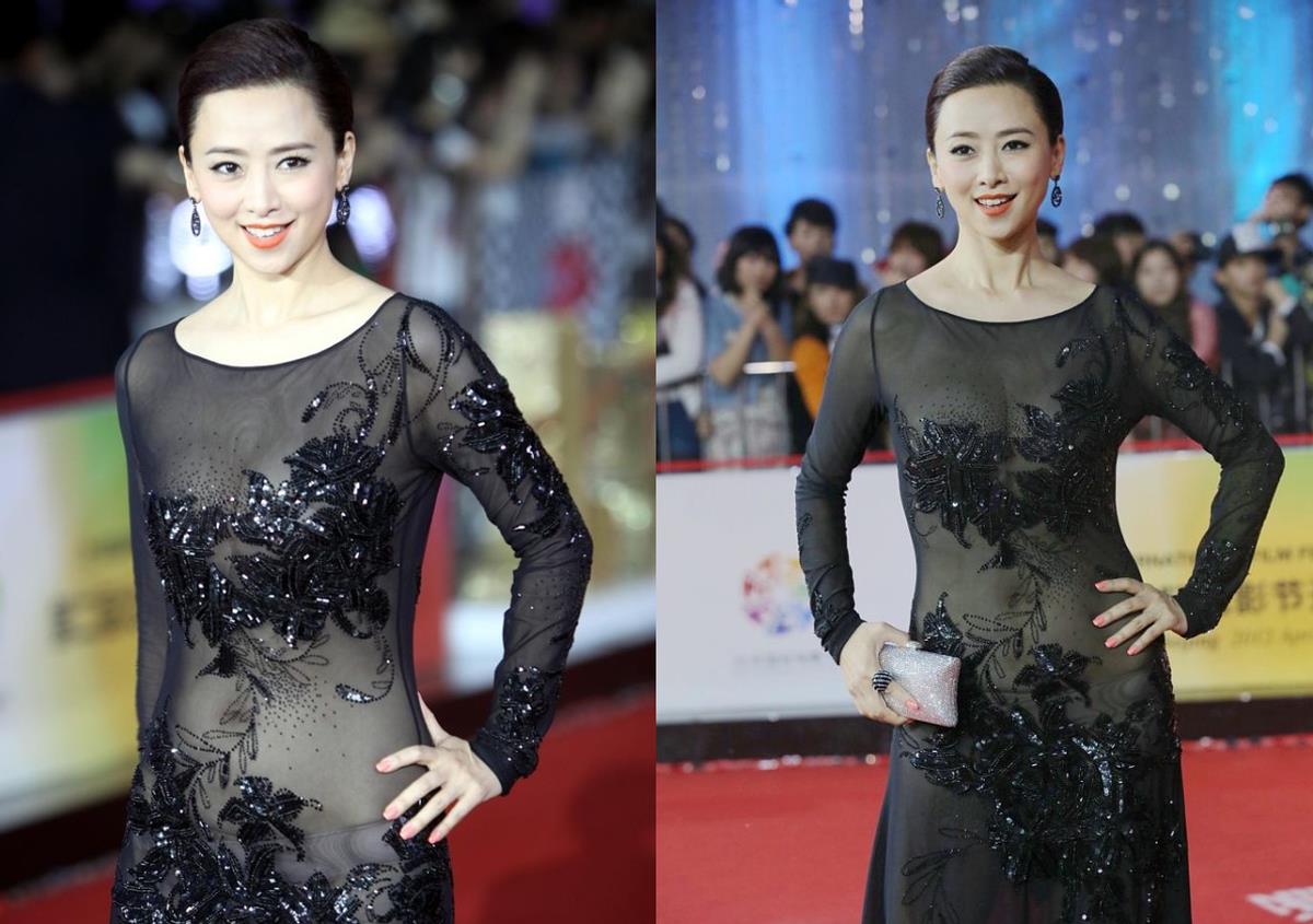 翁虹出门就穿一层纱,不仅透肉还显身材,但小肚腩太明显