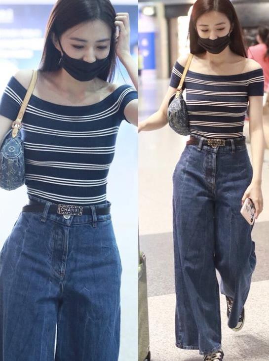 原来"花瓶身材"是真实的,徐璐穿紧身小衫,腰细肩宽好窈窕