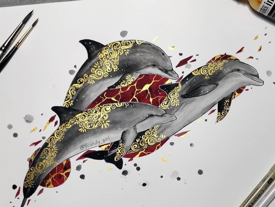 独特描金动物绘画,非常精美细致的插画