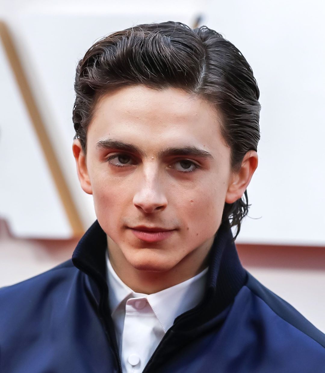 演员甜茶深蓝套装现身奥斯卡,顺毛背头发型很man,气质温和依旧