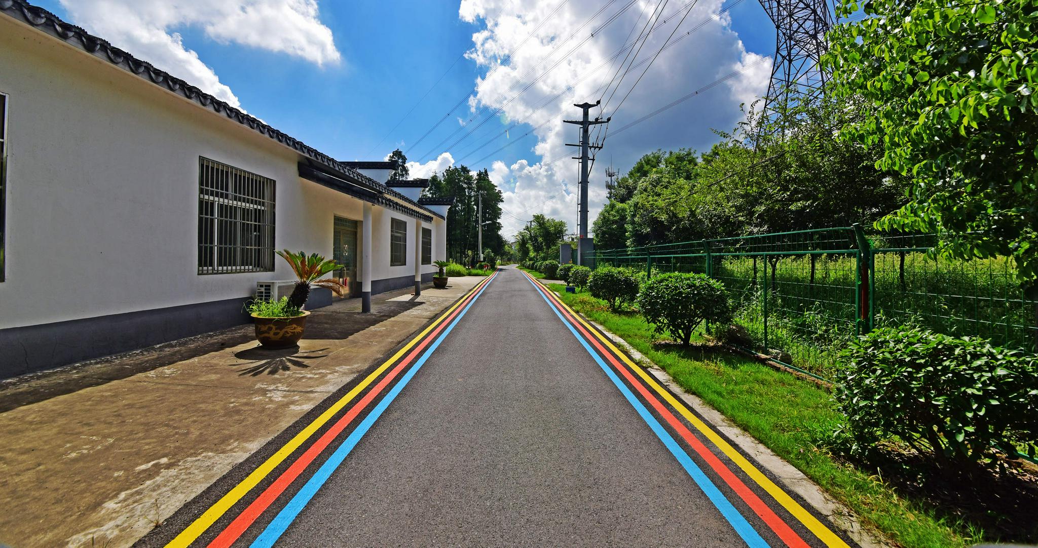 乡村道路绿化,美化,黑色化,乡村颜值不断提升.无锡锡山锡北镇