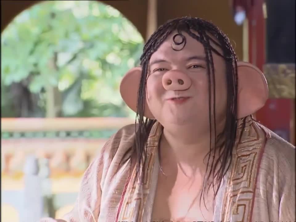 宝莲灯哮天犬怒骂猪八戒猪头猪八戒气不过拿起耙子就要打狗