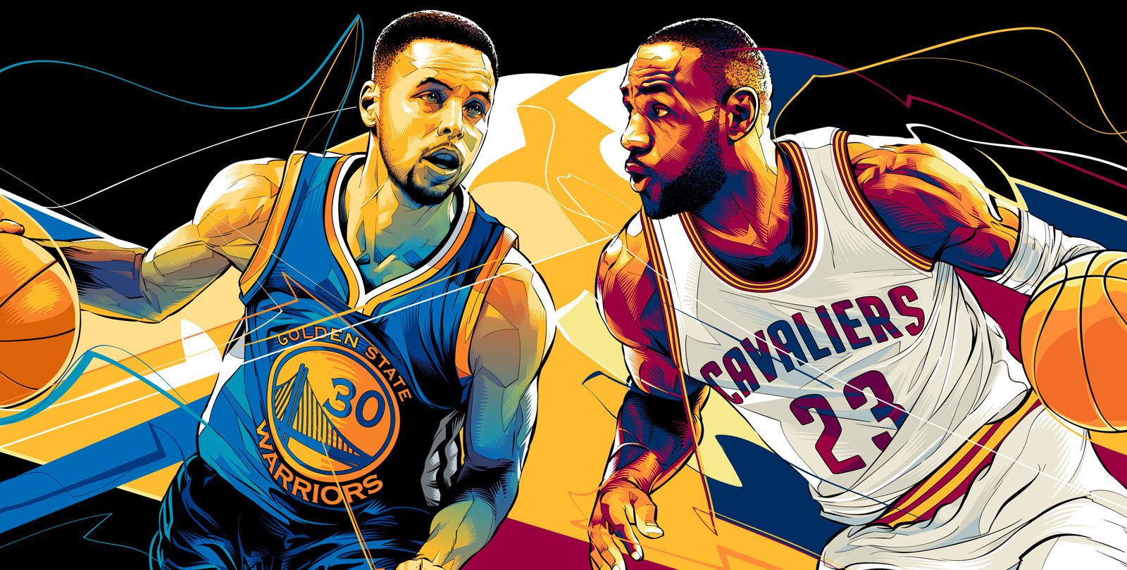 为nba2016年决赛队员创作的插图作品