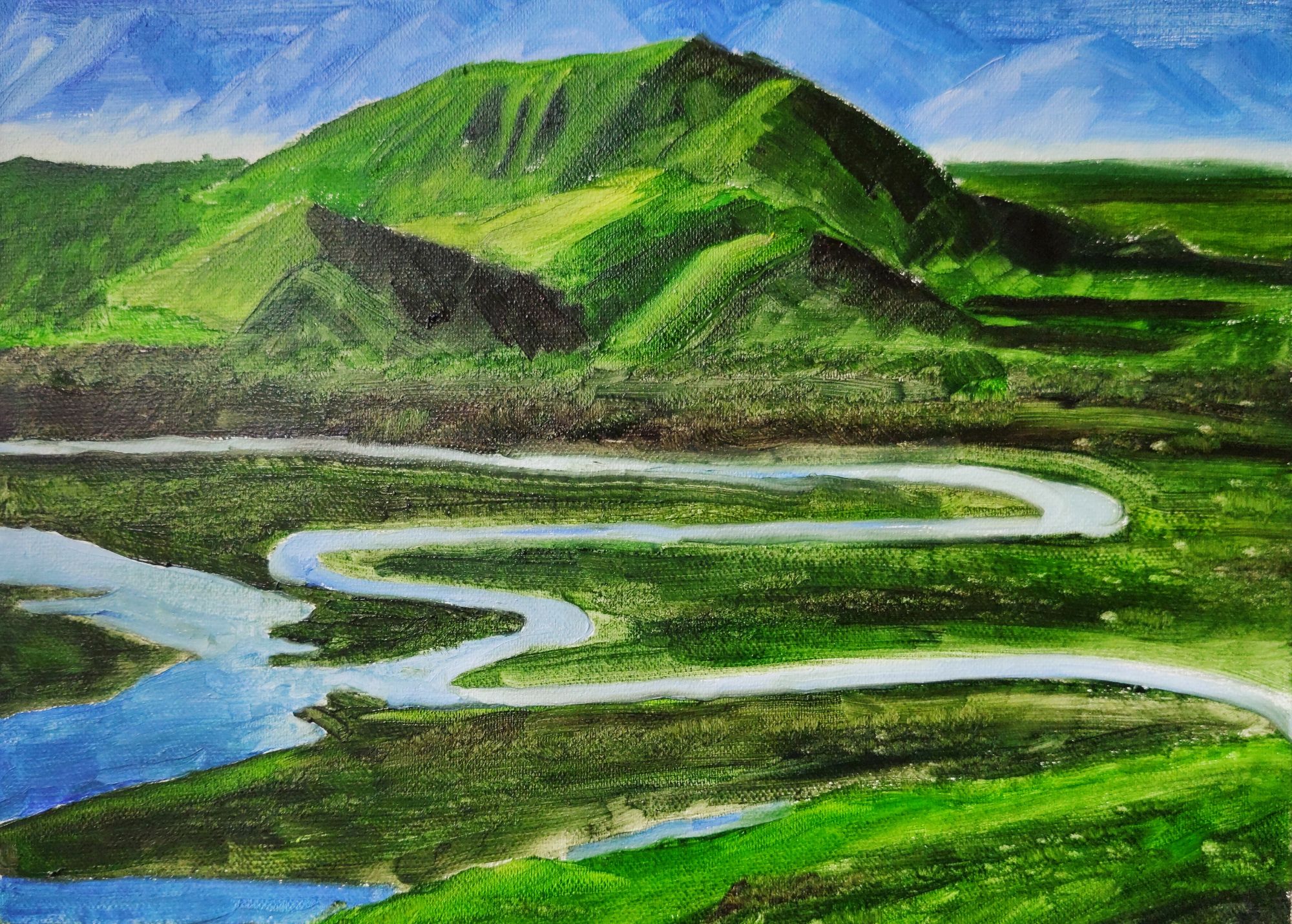 新疆山水油画作品图片