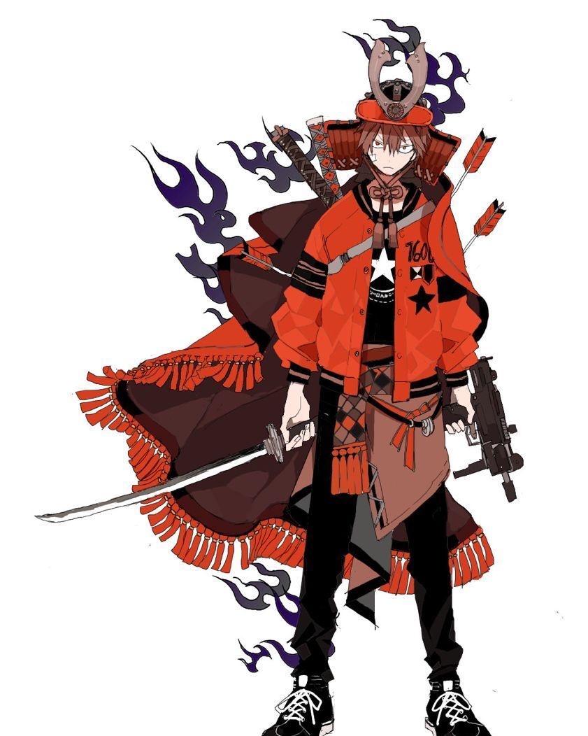 动漫持刀客人物绘画,色调和构图太棒了!好酷!