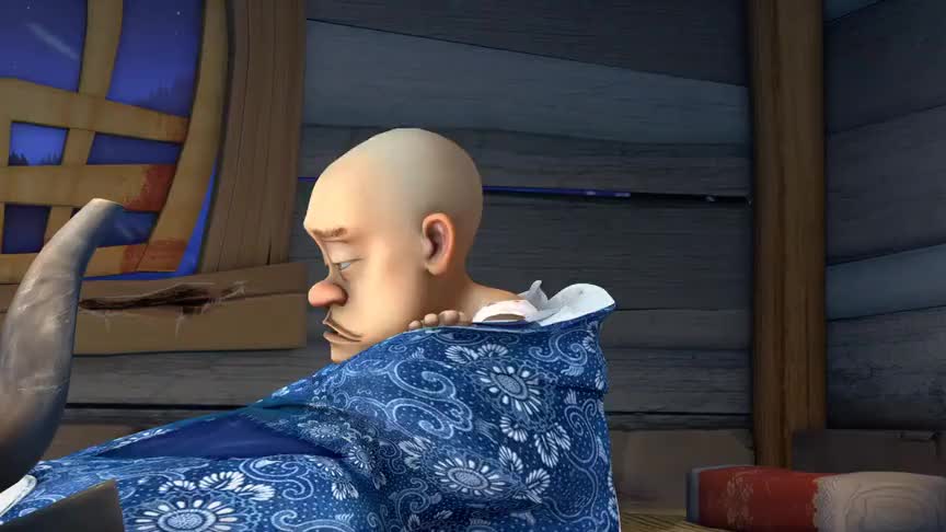 暴风雪太大,光头强家四处漏风只有一条棉被取暖!