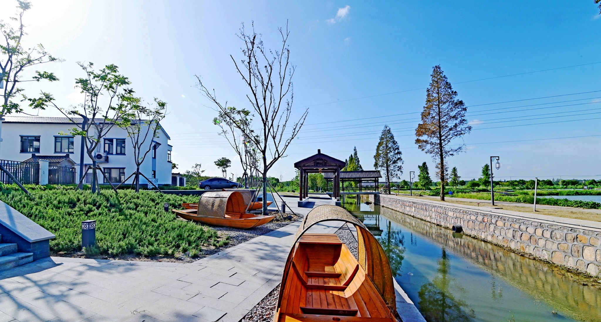 乡村居住环境改造颜值不断提升.江苏无锡锡山区厚桥街道谢埭荡.