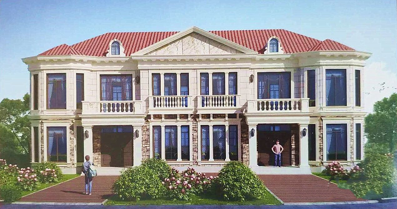 8m,二层大气欧式双拼别墅