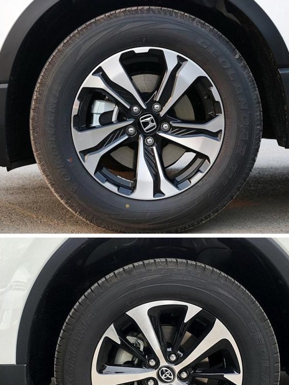 两车轮胎品牌都是优科豪马,crv轮胎尺寸为235/65r17,rav4轮胎尺寸为