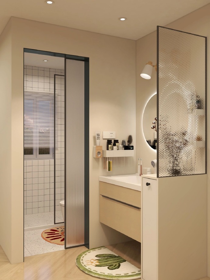 超实用干湿分离卫生间设计温馨清新舒适的浴室