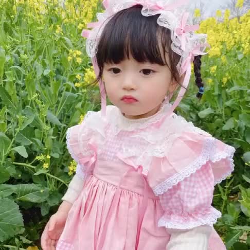 花丛间抓拍到的小可爱,嘟嘴卖萌的瞬间,我心都暖化了!