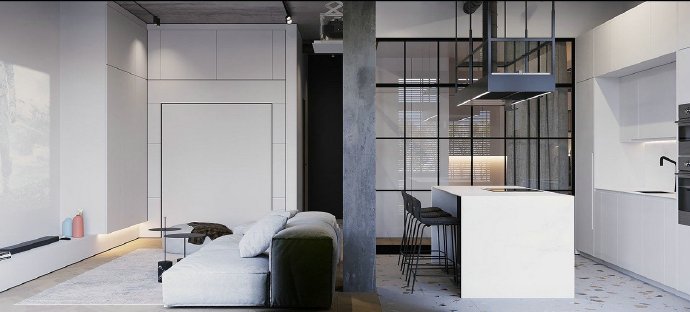 65㎡灰色系公寓设计打造干练高级的空间免费领3套装修设计方案