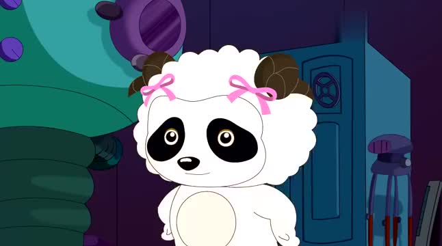 如意酷宝小神羊很开心手里拿着芯片一定能成功啊