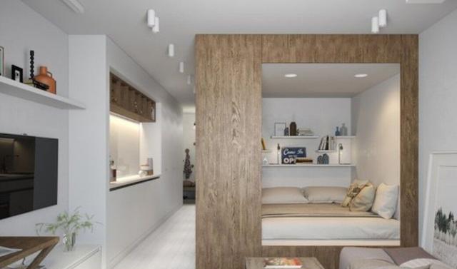 把单身公寓里装个房中房,面积翻倍用,空间超有层次感!