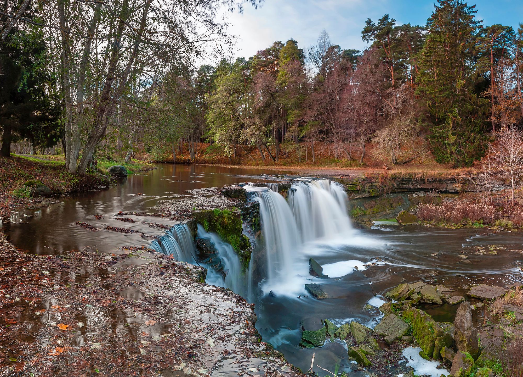 长时间曝光方式拍摄的水流瀑布风光图片