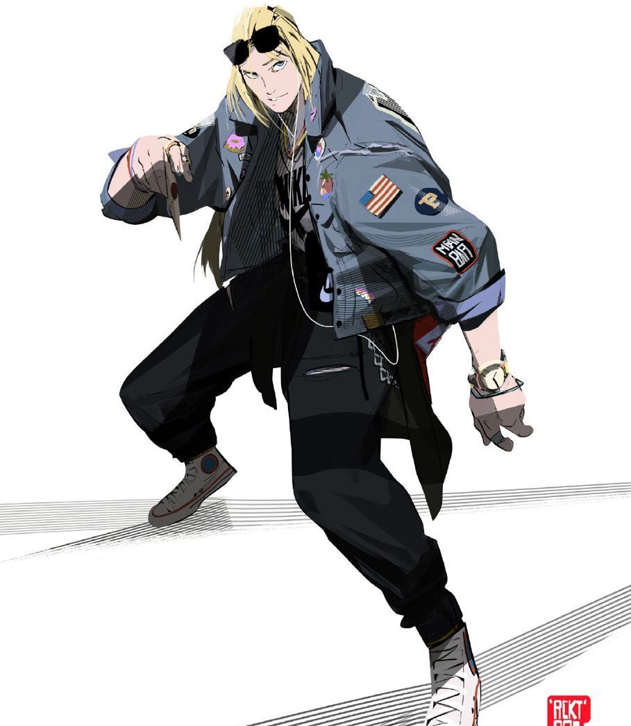 超酷拳皇人物插画,人物动作生动且富有张力