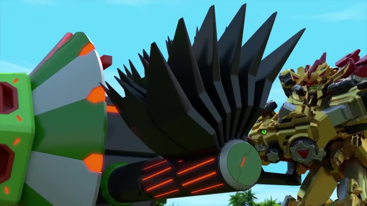 百兽总动员究极闪电兽甩出包头龙攻击终极战龙神