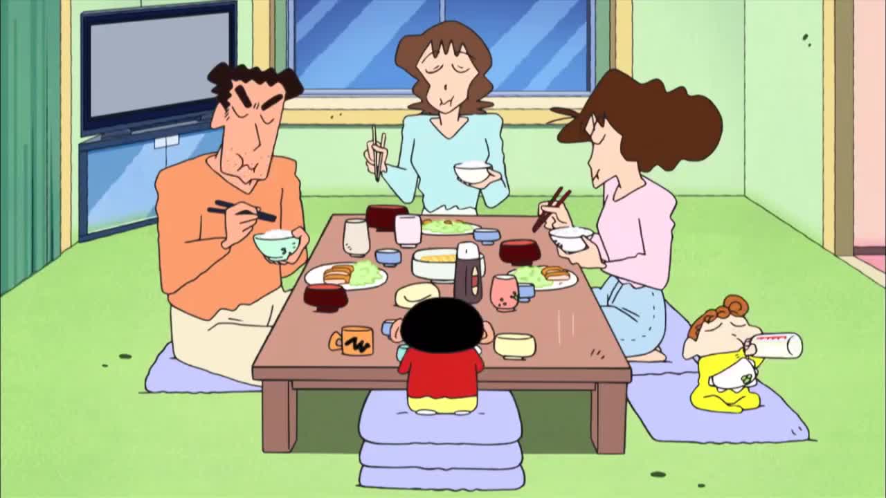 蜡笔小新:炸猪排肥肥的地方最好吃啦!美伢的经验之谈!