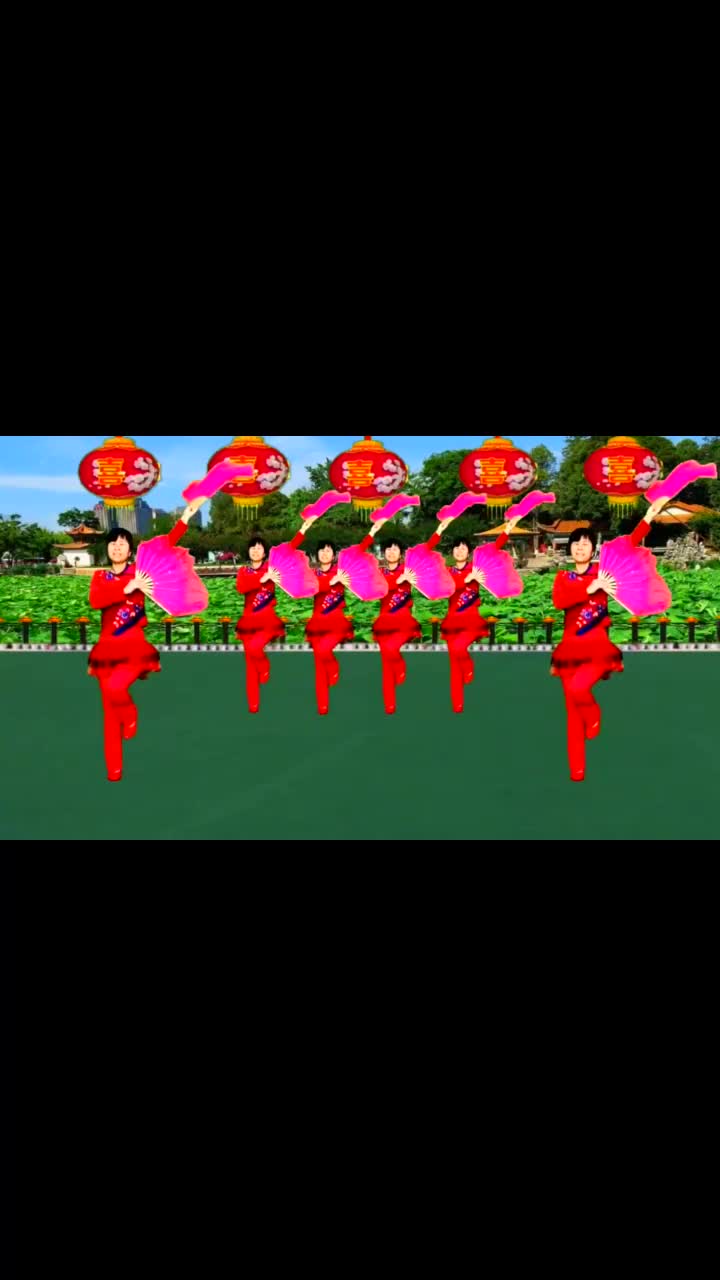 最新喜庆扇子舞开门红祝大家开门见喜万事如意