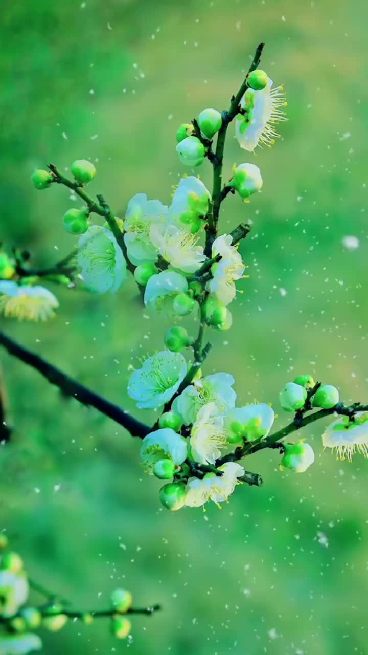 绿梅含情醉白头飘雪不解心中愁