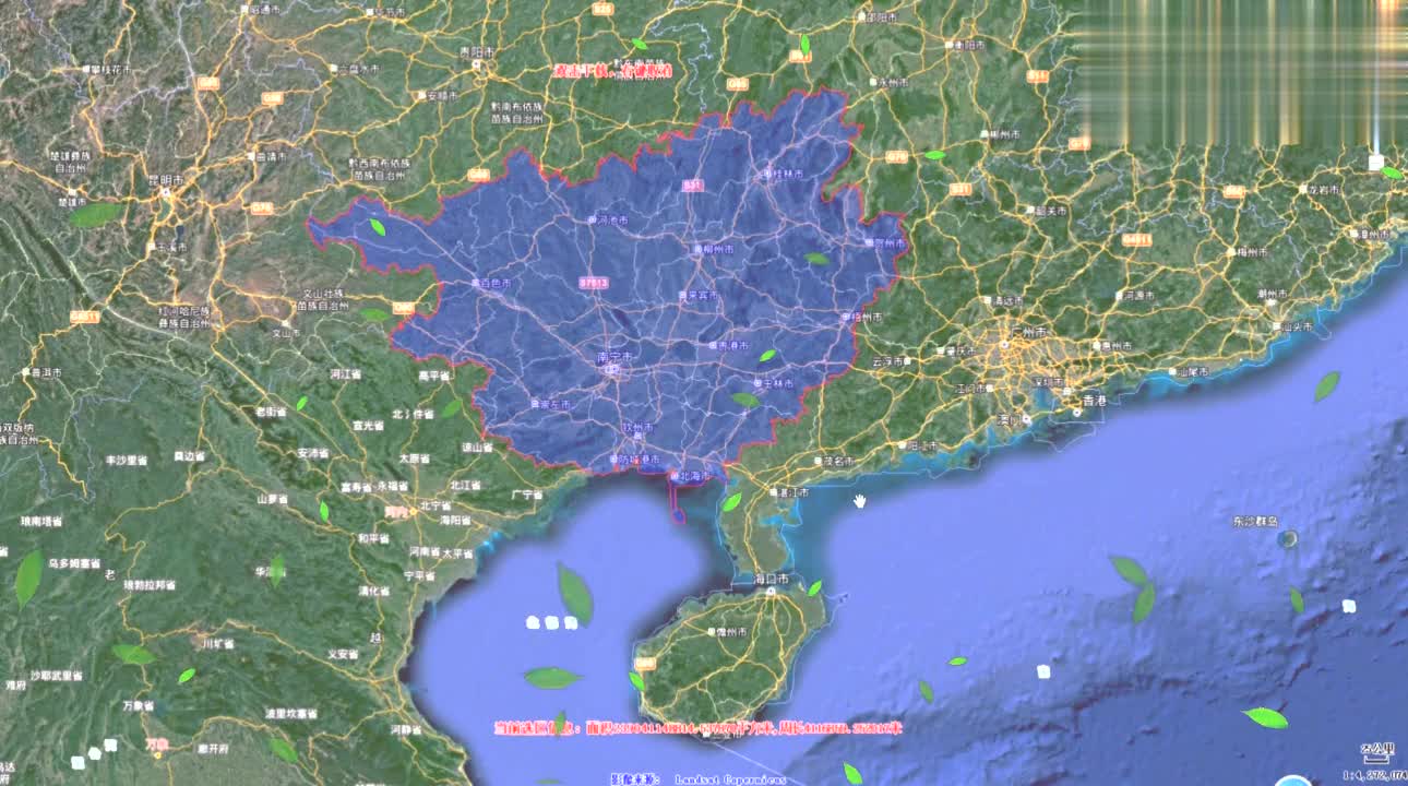 卫星图广西最南端,就在北海市
