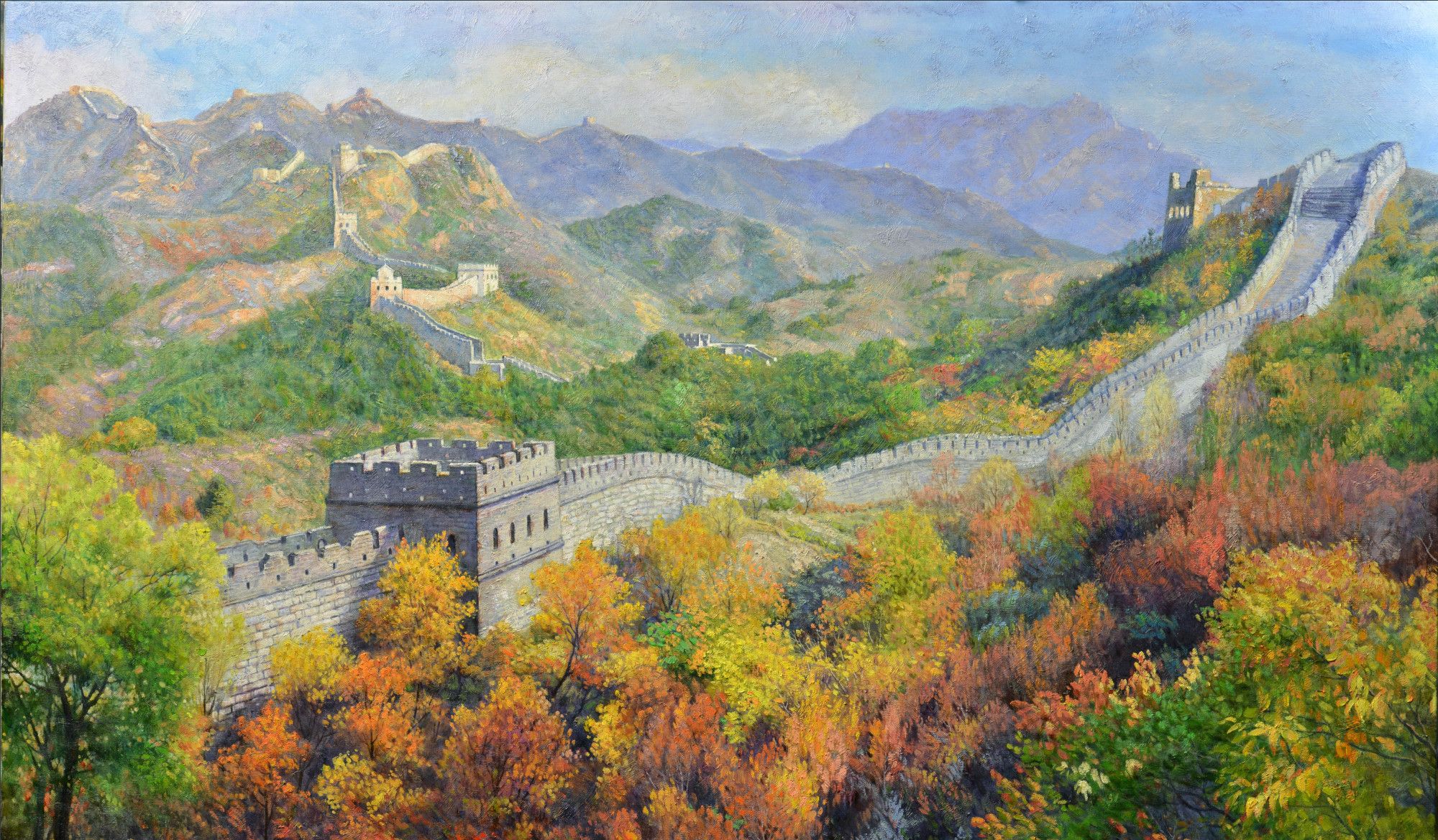 磅礴大气的风景油画——四季轮回,长城依旧_高清图集_新浪网