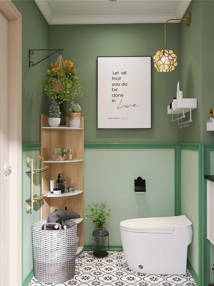 绿色小清新的卫生间设计！